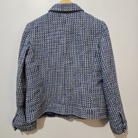 Talbots - Blazer Collared Tweed Knit- Size 12 - Blue - Wool Blend - Picture 3 of 8